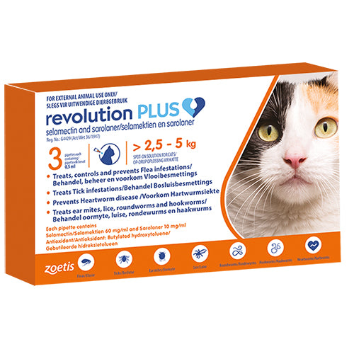 Revolution Plus Cat Tick, Flea and Worm Spot-On Treatment (3pack)