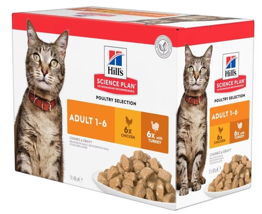 HILLS Adult Cat Chicken Pouches 85G X 12's