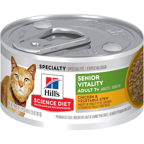 Hills Senior Vitality Adult 7+ Stew Cat Food 1 x 82g Can