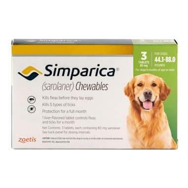 Simparica Chewable Tick & Flea Tablet for Dogs (3 Tabs) - PetX - Online