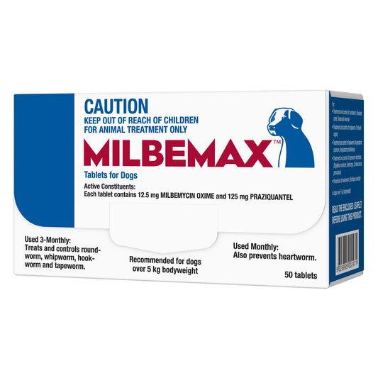 Milbemax Deworming Tablets for Dogs over 5 kg (each)