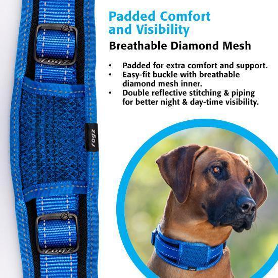 Rogz Classic Reflective Padded Web Collar - PetX - Online