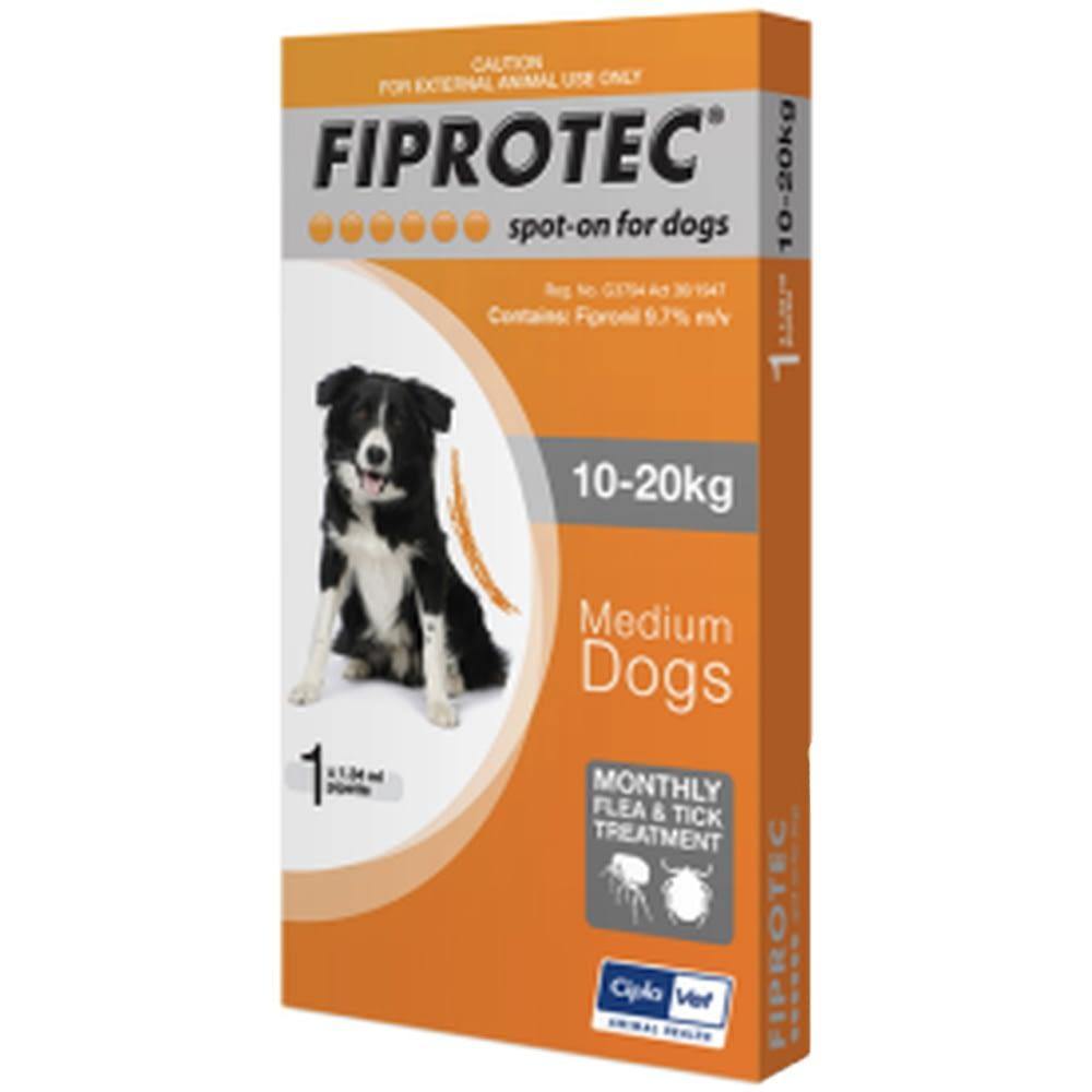 Fiprotec Tick and Flea Treatment for Dogs 1 pipette Medium 10 20kg Orange